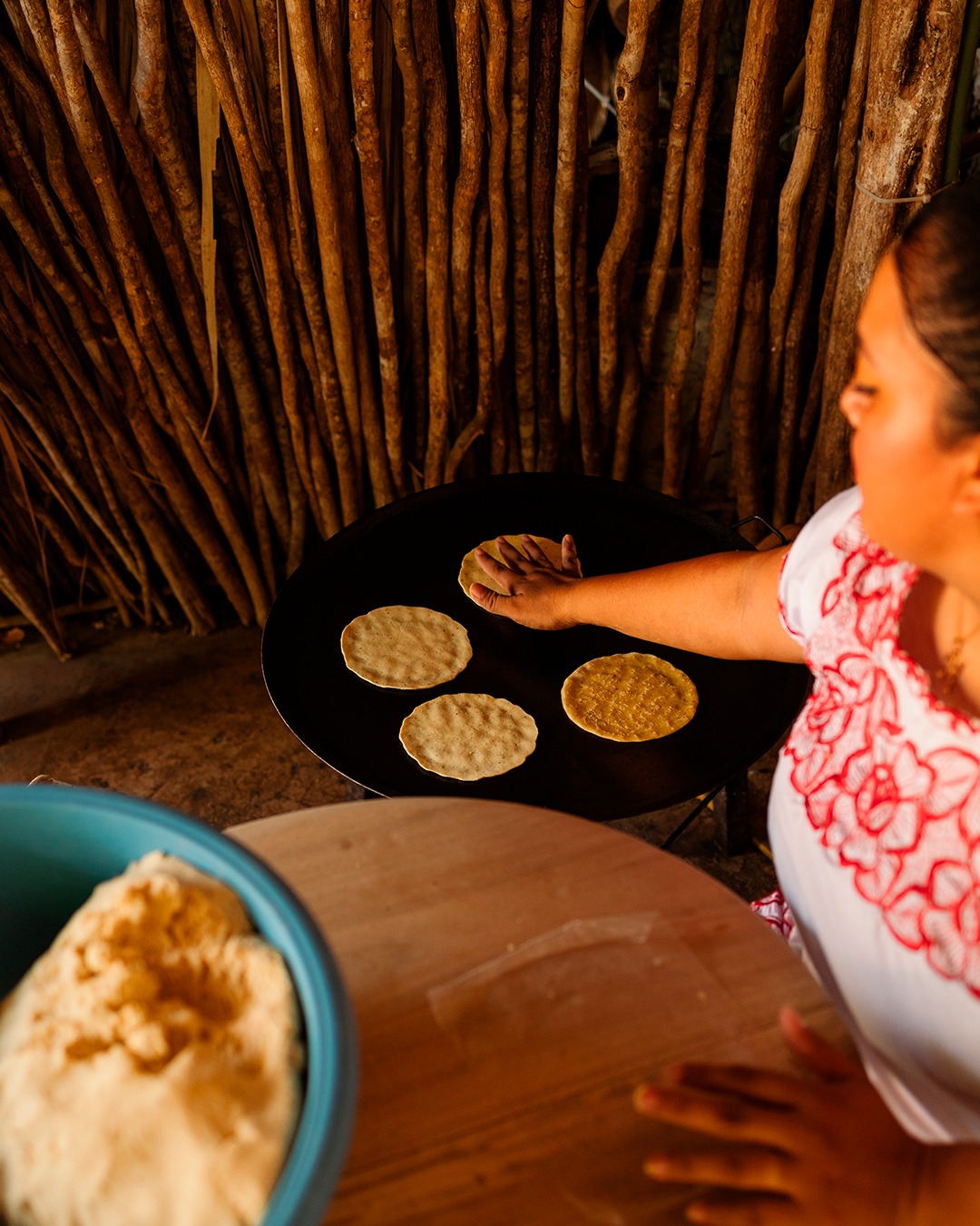 Fresh off the griddle — handmade tortillas in Yucatán.