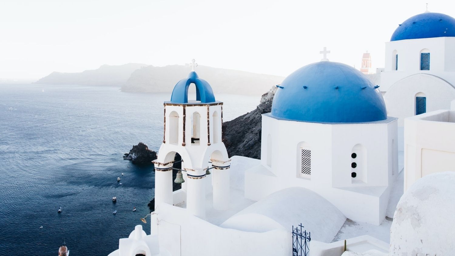 Beautiful View of Oia, Santorini at sunset