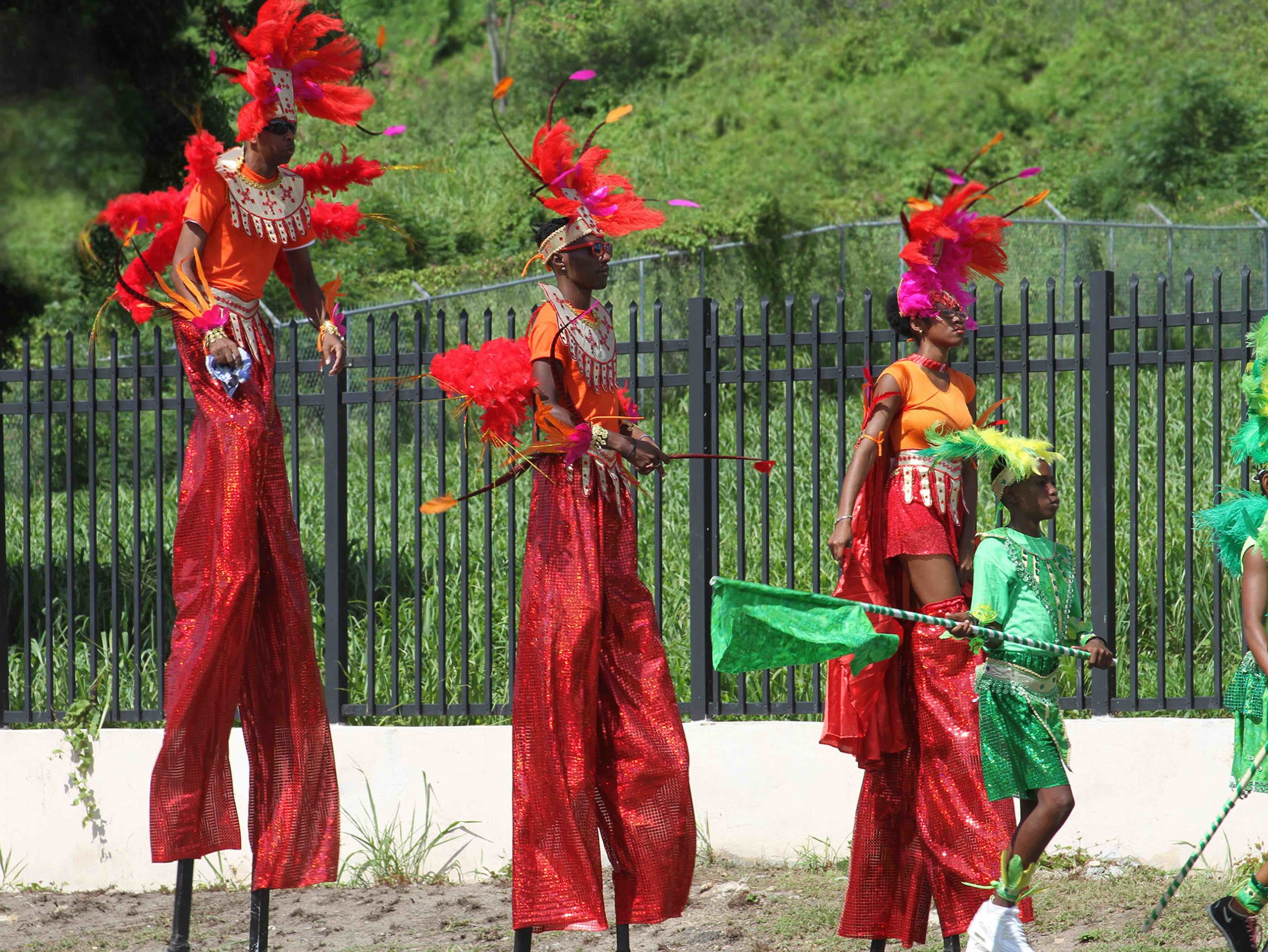 Stilt-walkers at Antigua's Carnival