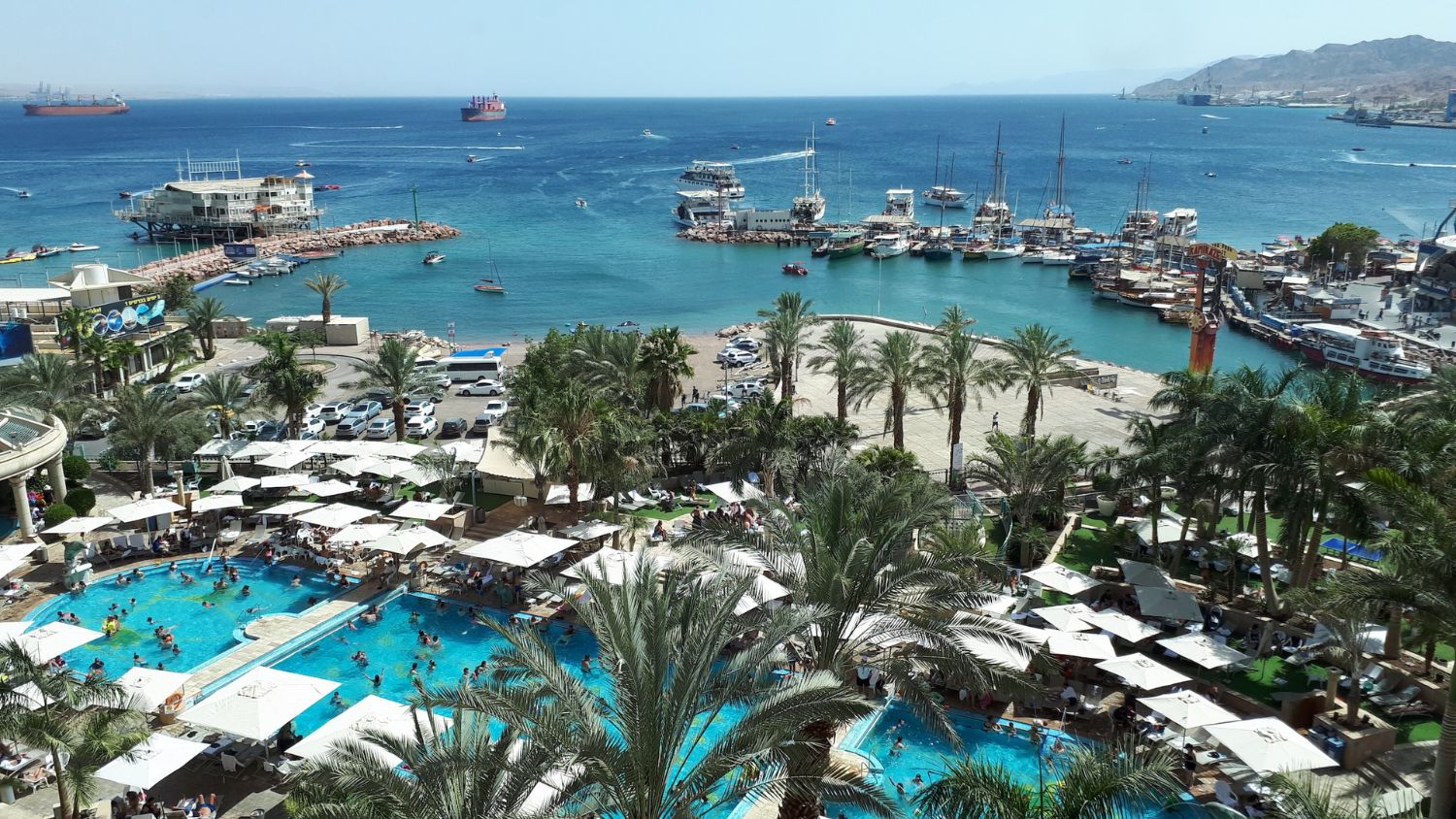 Central beach and marina in Eilat 