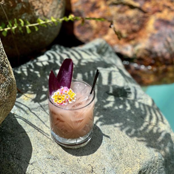 “The Local Love” cocktail made with Guavaberry, coconut, lime and leetchi