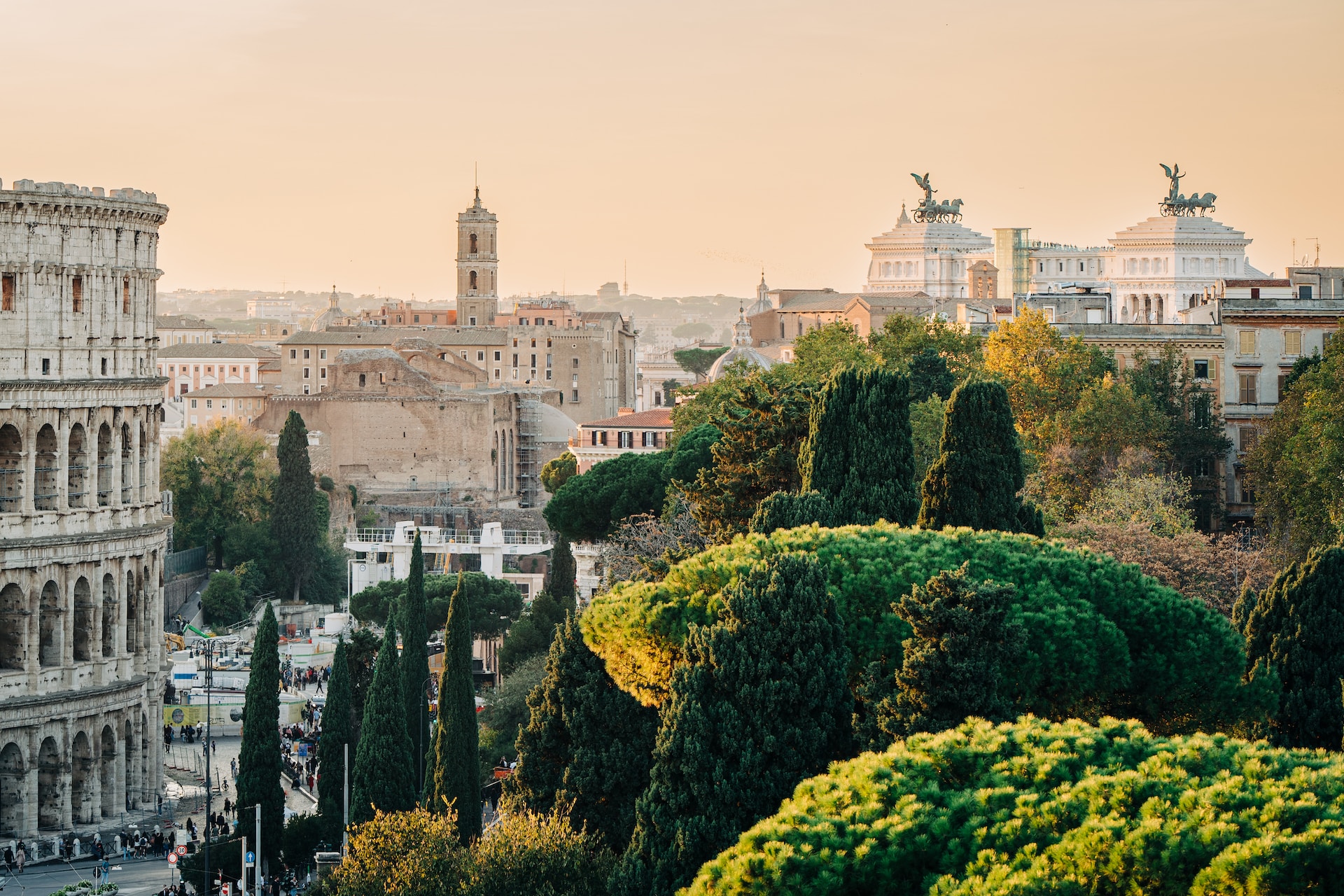View of Rome, Italy, during golden hour