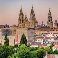 View on St. James Cathedral in Santiago de Compostela, Spain.