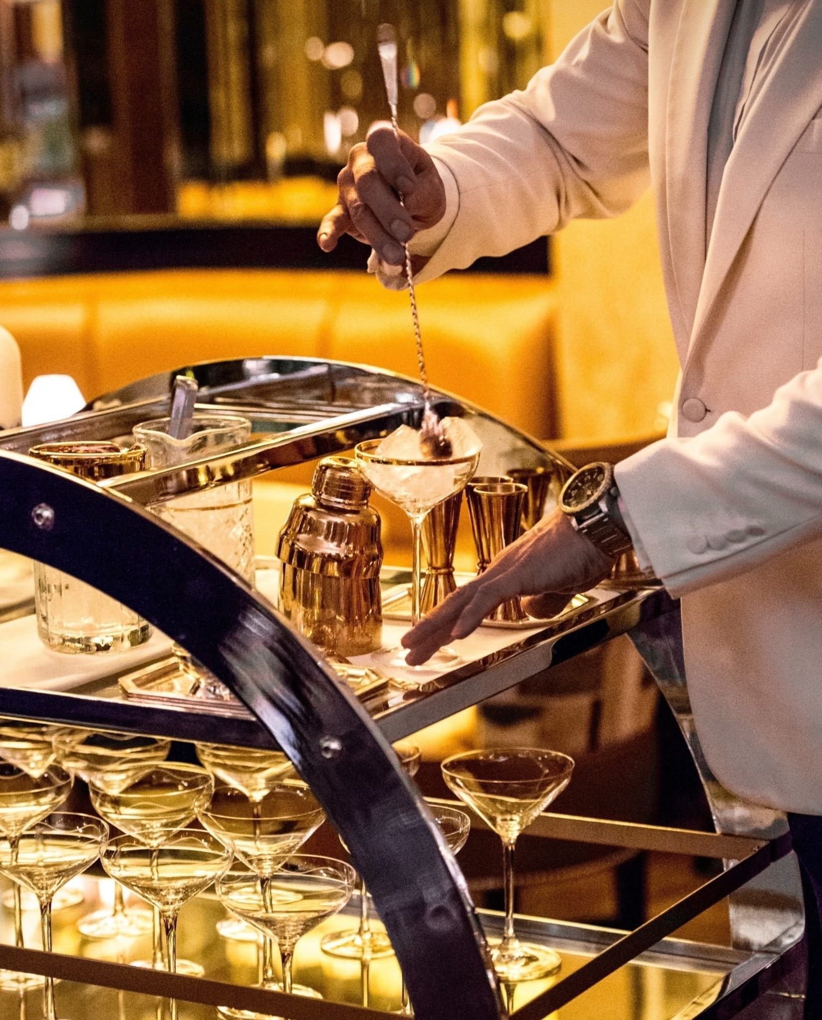 The table-side martini trolley at The Sidecar Bar in Dublin