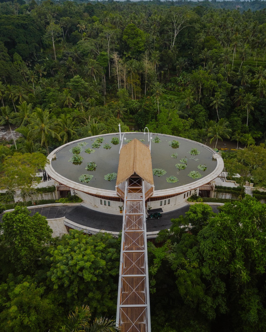 Soaring above Sayan, architect John Heah’s "Ricebowl" blends modern design with Balinese tradition, offering stunning views of Bali’s lush rice fields.