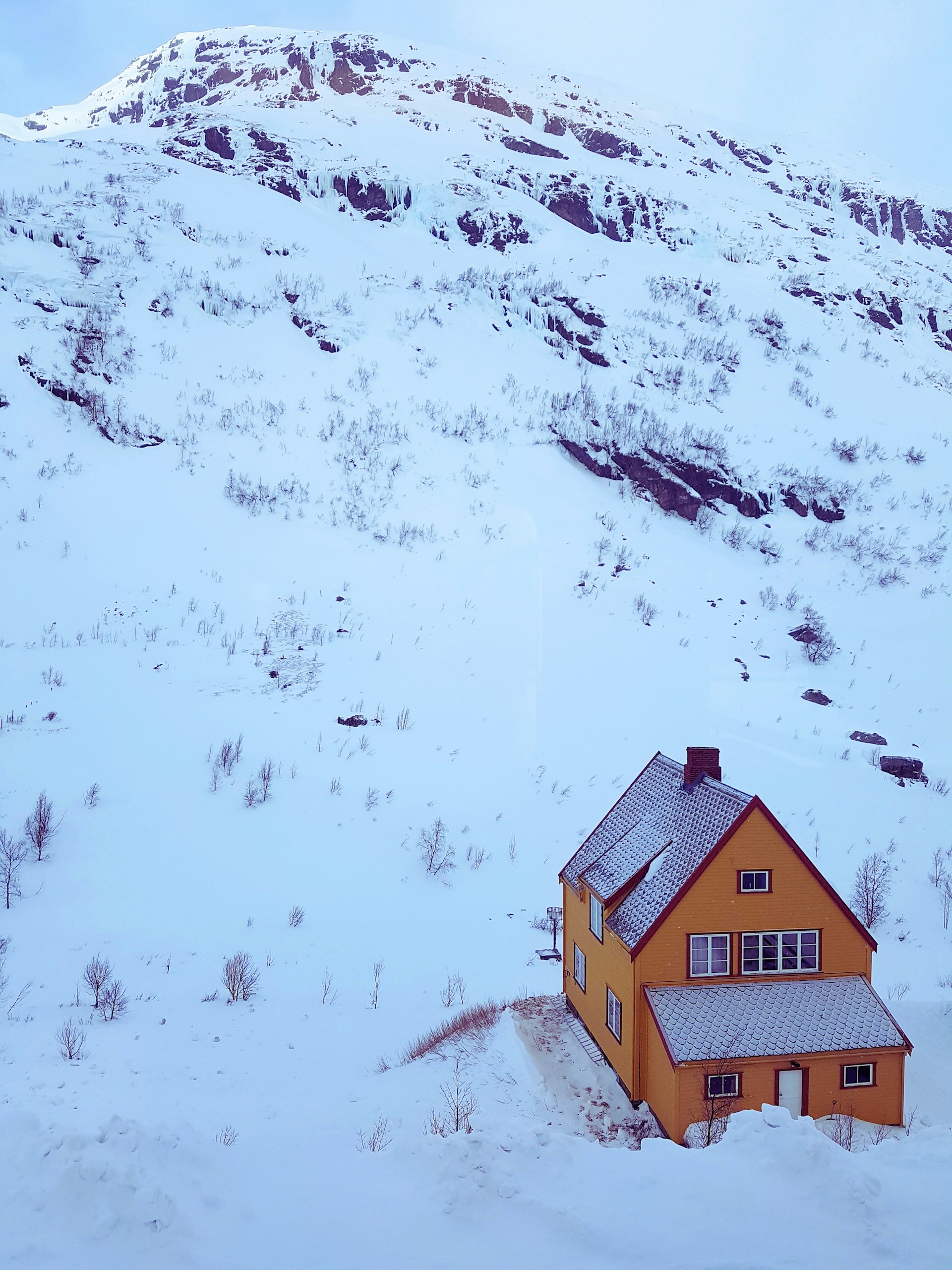 A traditional Nordic wooden house in Flam, Norway.