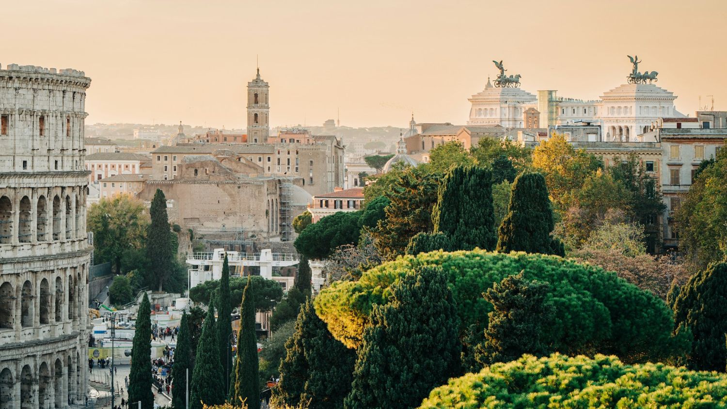 View of Rome, Italy, during golden hour