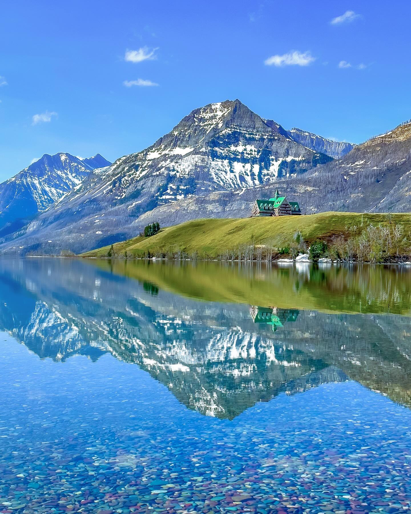 Waterton Lakes with view of The Prince of Wales Hotel
