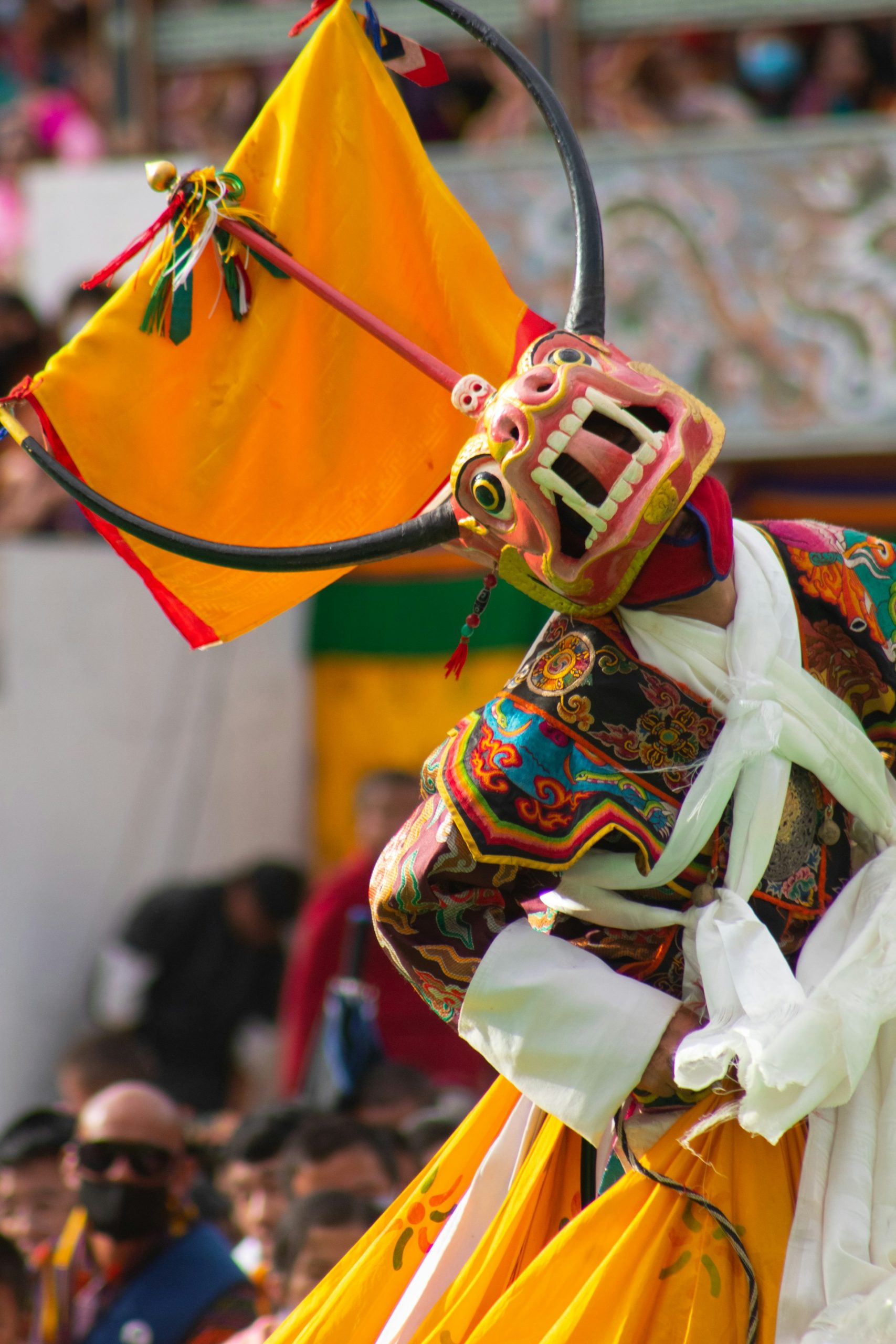 A vibrant moment from Thimphu Tshechu — Bhutan’s grand annual festival honoring Guru Rinpoche. Held each autumn in the capital, it’s a dazzling three-day celebration of devotion, dance, and color.