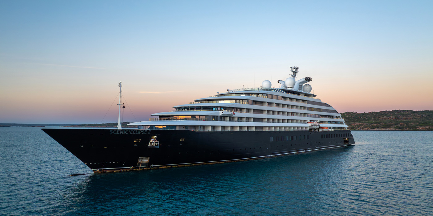 Scenic Eclipse II luxury discovery yacht cruising along the Mediterranean coast