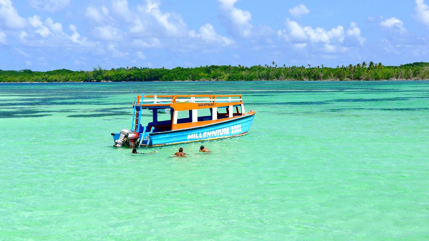 Swim in the legendary Nylon Pool, Tobago — a shallow, crystal-clear oasis with soft white sand, snorkeling, and a touch of romance.