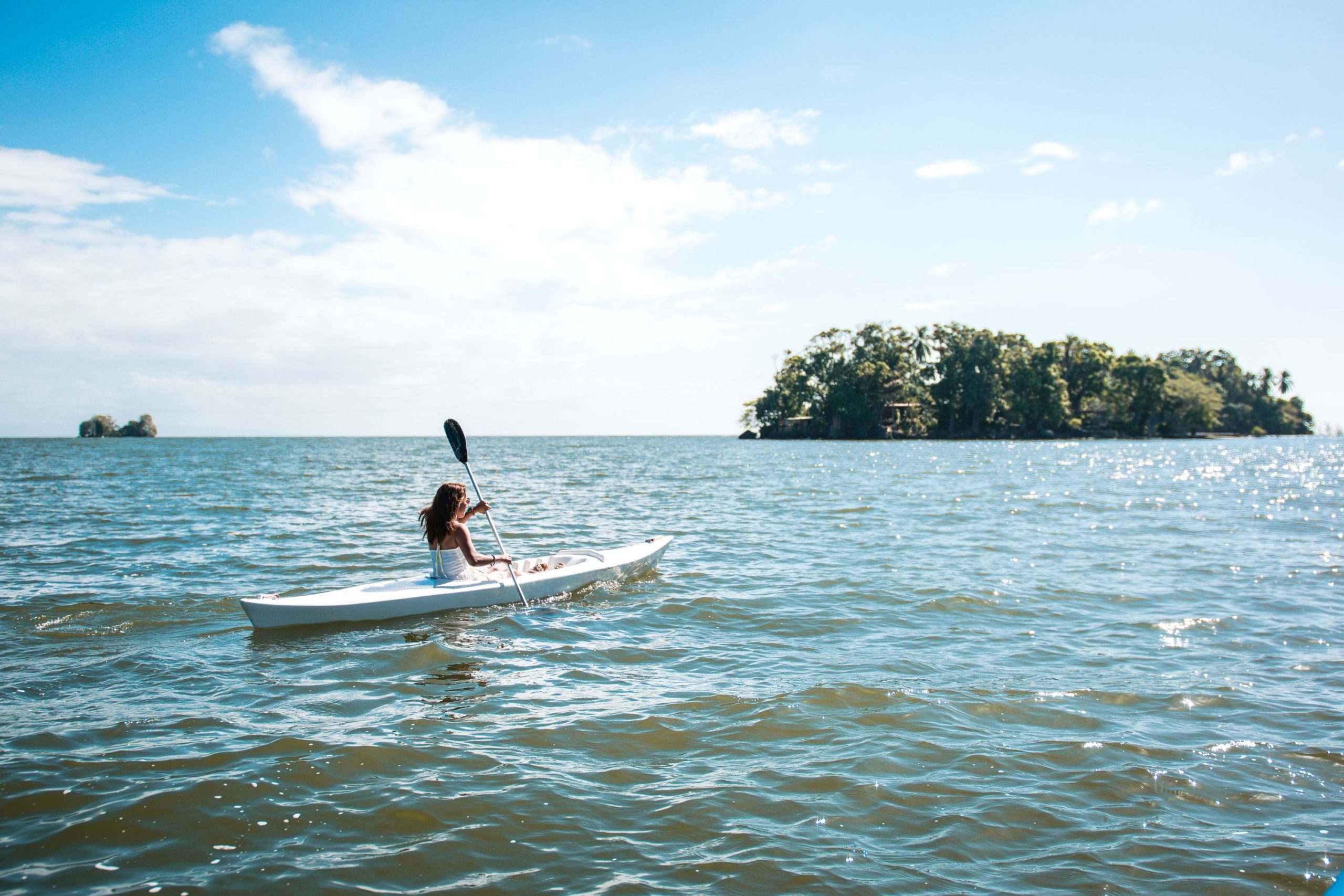 Kayak through the Isletas de Granada, a collection of 300+ volcanic islands in Lake Nicaragua formed centuries ago by the Mombacho Volcano.
