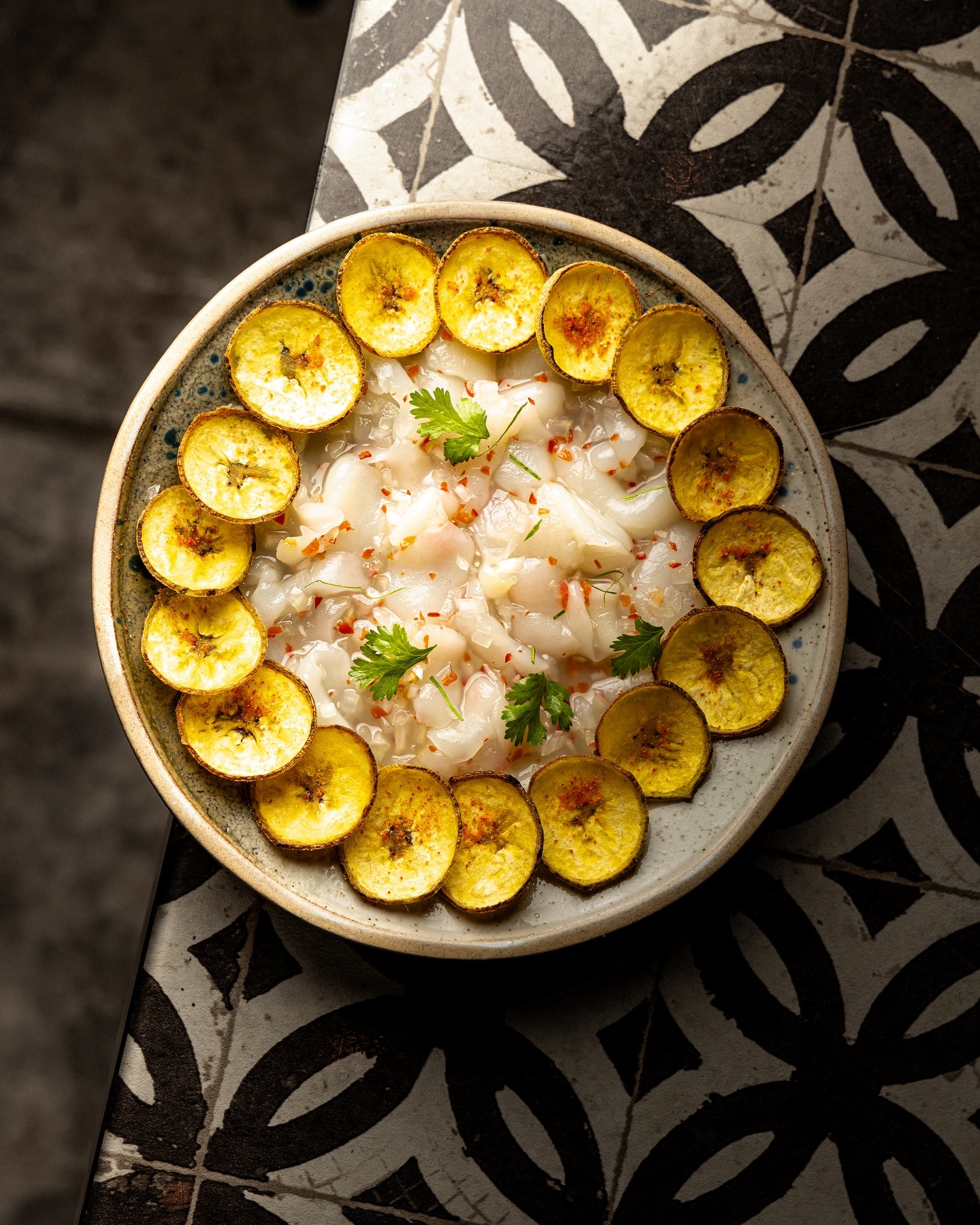 A colourful and zesty plantain ceviche from Cantina de Tigre, a vibrant taste of Panama City’s culinary scene.